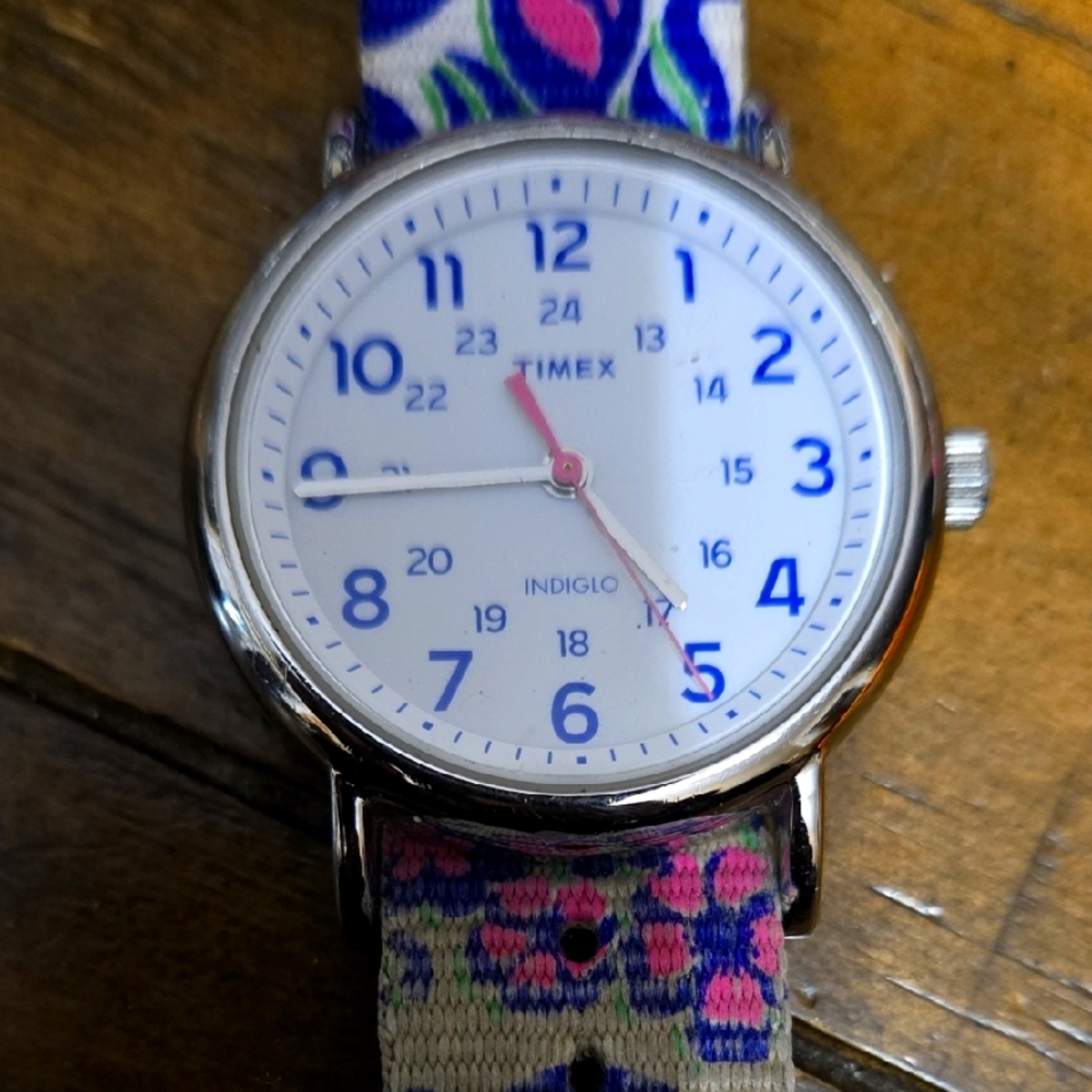 Timex Indiglo Watch with Floral Strap
